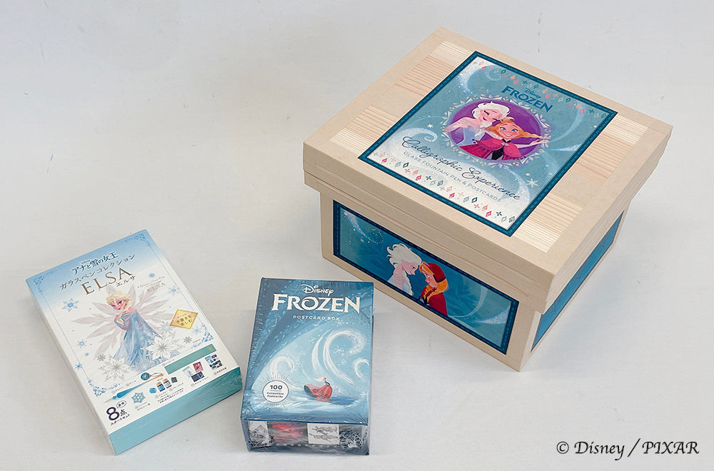 Disney ディズニー茶箱 「FROZEN」 蘭字ラベル茶箱 アナと雪の女王 Calligraphic Experience ポストカード ガラスペン 収納ボックス
