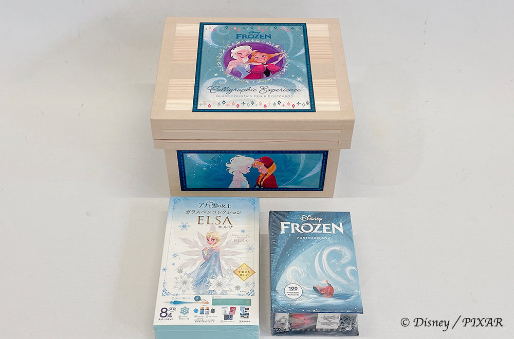 Disney ディズニー茶箱 「FROZEN」 蘭字ラベル茶箱 アナと雪の女王 Calligraphic Experience ポストカード ガラスペン 収納ボックス