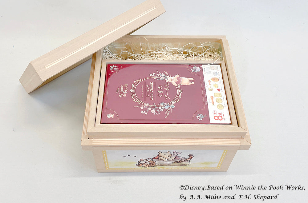 Disney ディズニー茶箱 「Winnie the Pooh: Adventure in Woods 」蘭字ラベル茶箱 プーさん ポストカード シーリングスタンプ 収納ボックス