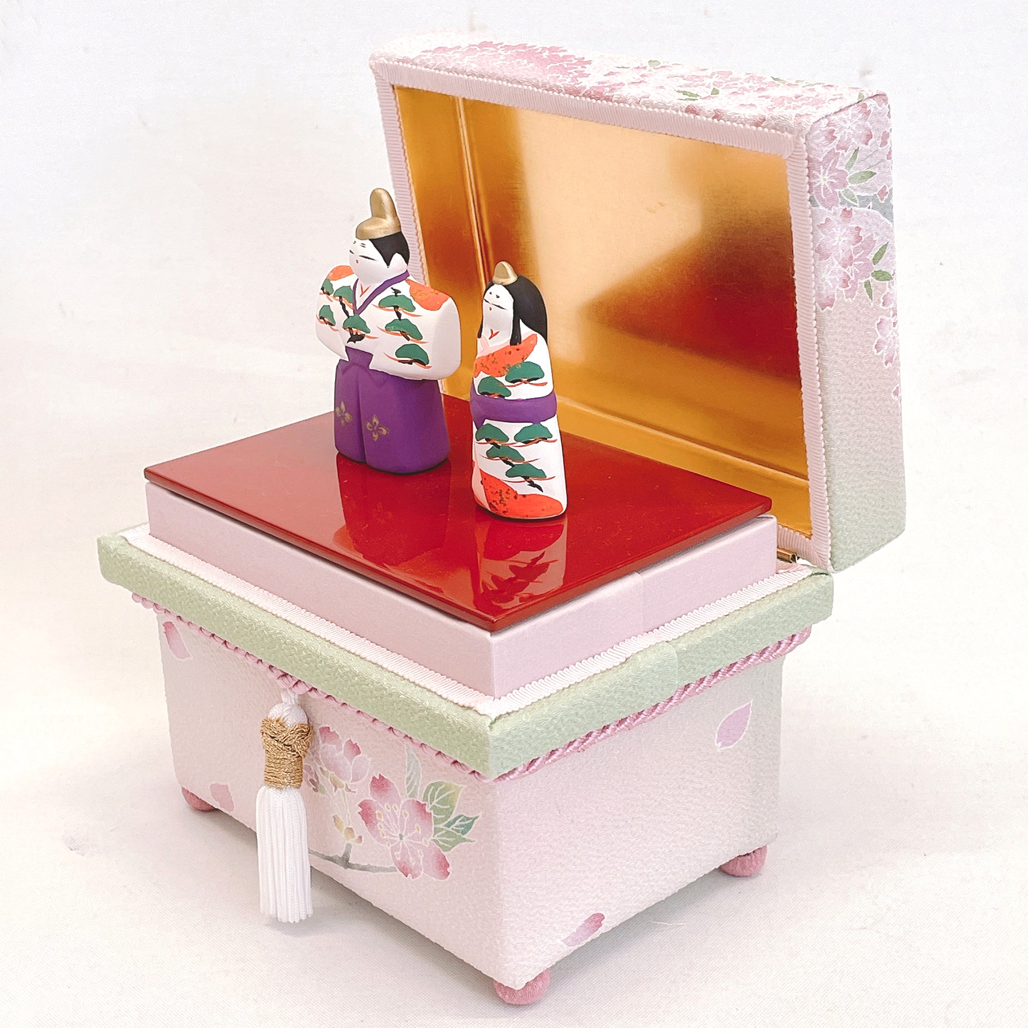 ミニ茶箱 風の彩「金沢の春」 お雛様お飾りセット コンパクト ミニチュア 加賀友禅 ひな人形 かわいい 縁起 出産祝 誕生日 プレゼント 伝統工芸