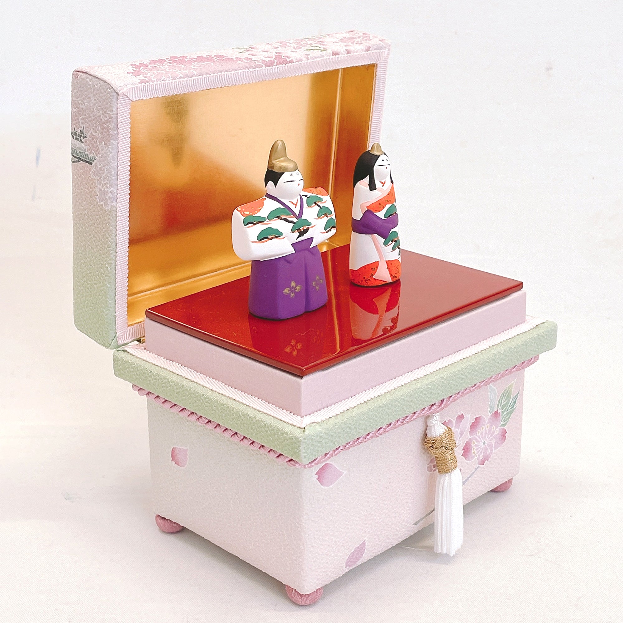 ミニ茶箱 風の彩「金沢の春」 お雛様お飾りセット コンパクト ミニチュア 加賀友禅 ひな人形 かわいい 縁起 出産祝 誕生日 プレゼント 伝統工芸