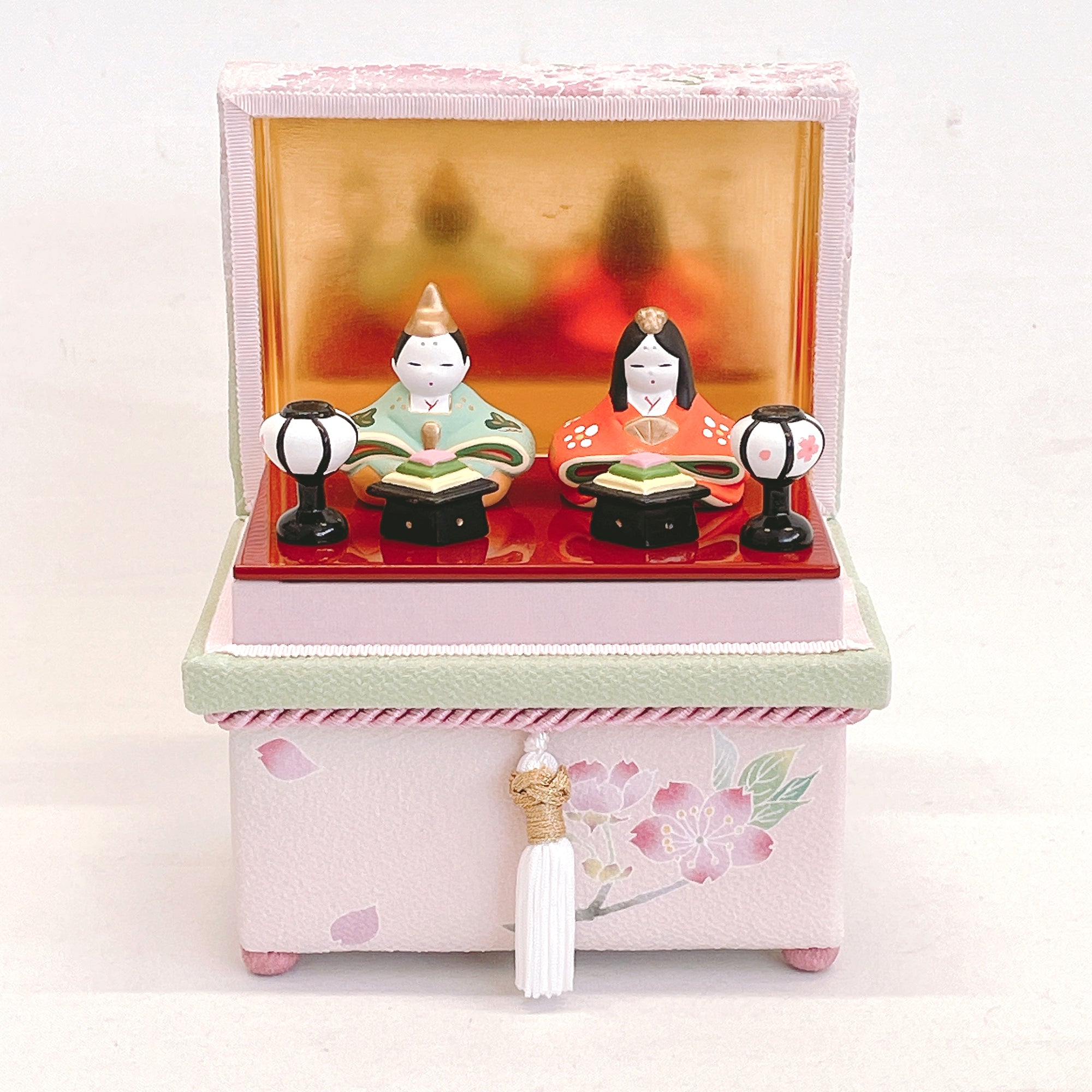 ミニ茶箱 風の彩「金沢の春」 お雛様お飾りセット コンパクト ミニチュア 加賀友禅 ひな人形 かわいい 縁起 出産祝 誕生日 プレゼント 伝統工芸