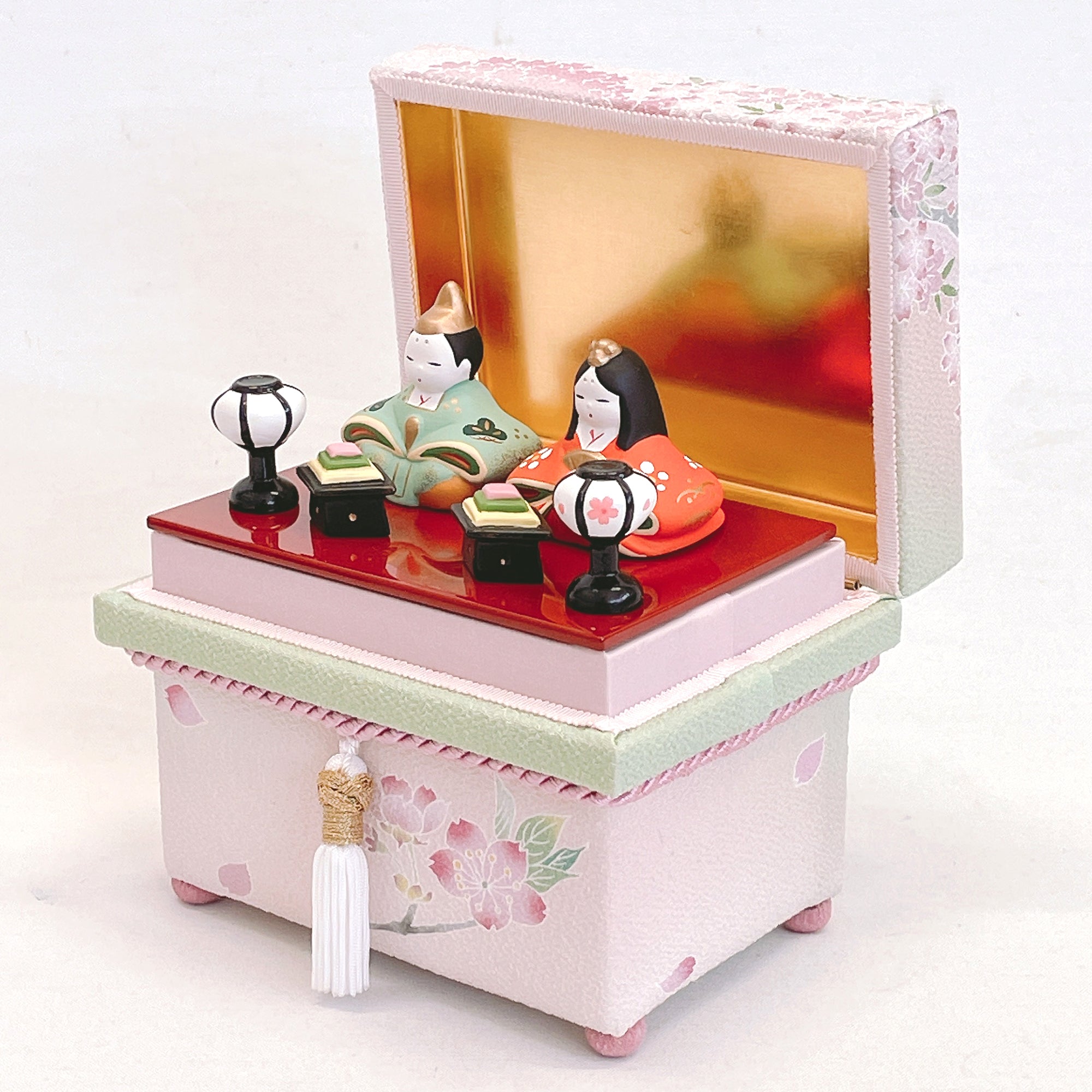 ミニ茶箱 風の彩「金沢の春」 お雛様お飾りセット コンパクト ミニチュア 加賀友禅 ひな人形 かわいい 縁起 出産祝 誕生日 プレゼント 伝統工芸