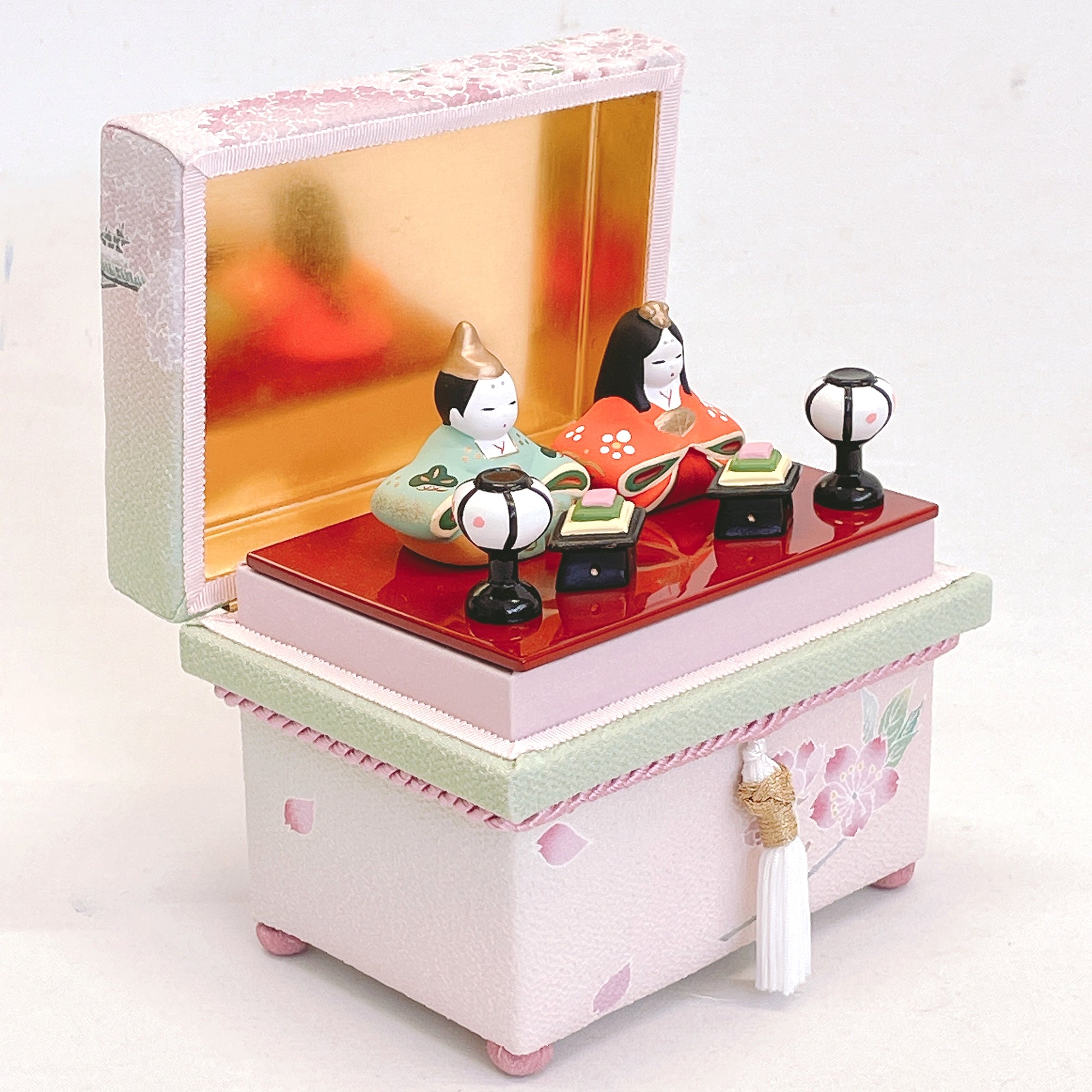 ミニ茶箱 風の彩「金沢の春」 お雛様お飾りセット コンパクト ミニチュア 加賀友禅 ひな人形 かわいい 縁起 出産祝 誕生日 プレゼント 伝統工芸
