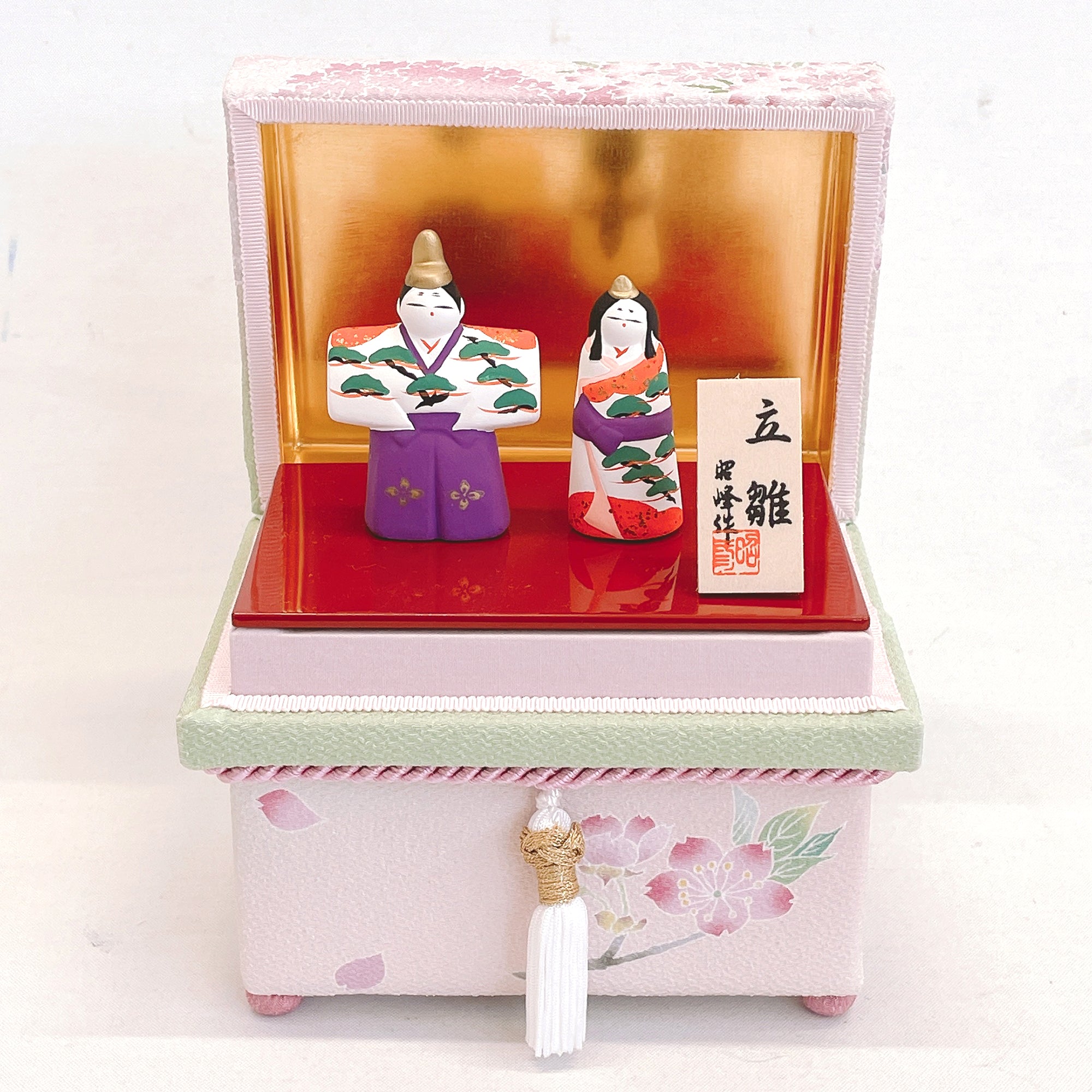 ミニ茶箱 風の彩「金沢の春」 お雛様お飾りセット コンパクト ミニチュア 加賀友禅 ひな人形 かわいい 縁起 出産祝 誕生日 プレゼント 伝統工芸