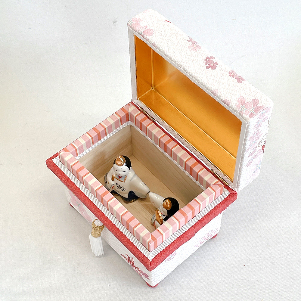 ミニ茶箱 風の彩「姫道具」 お雛様お飾りセット コンパクト ミニチュア 加賀友禅 ひな人形 かわいい 縁起 出産祝 誕生日 プレゼント 伝統工芸