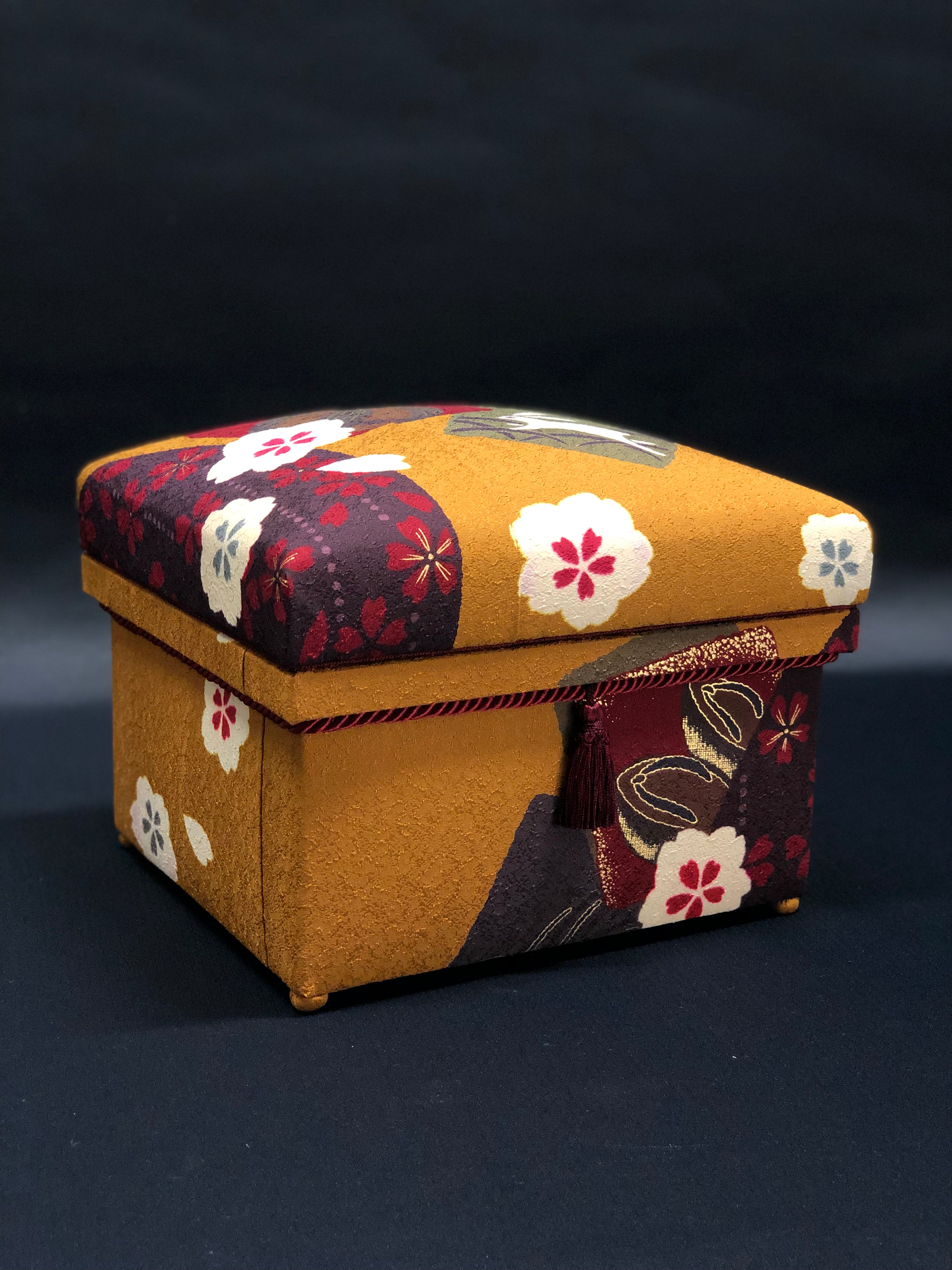 インテリア茶箱 Nori-M型 振袖 丹後ちりめん「兎」