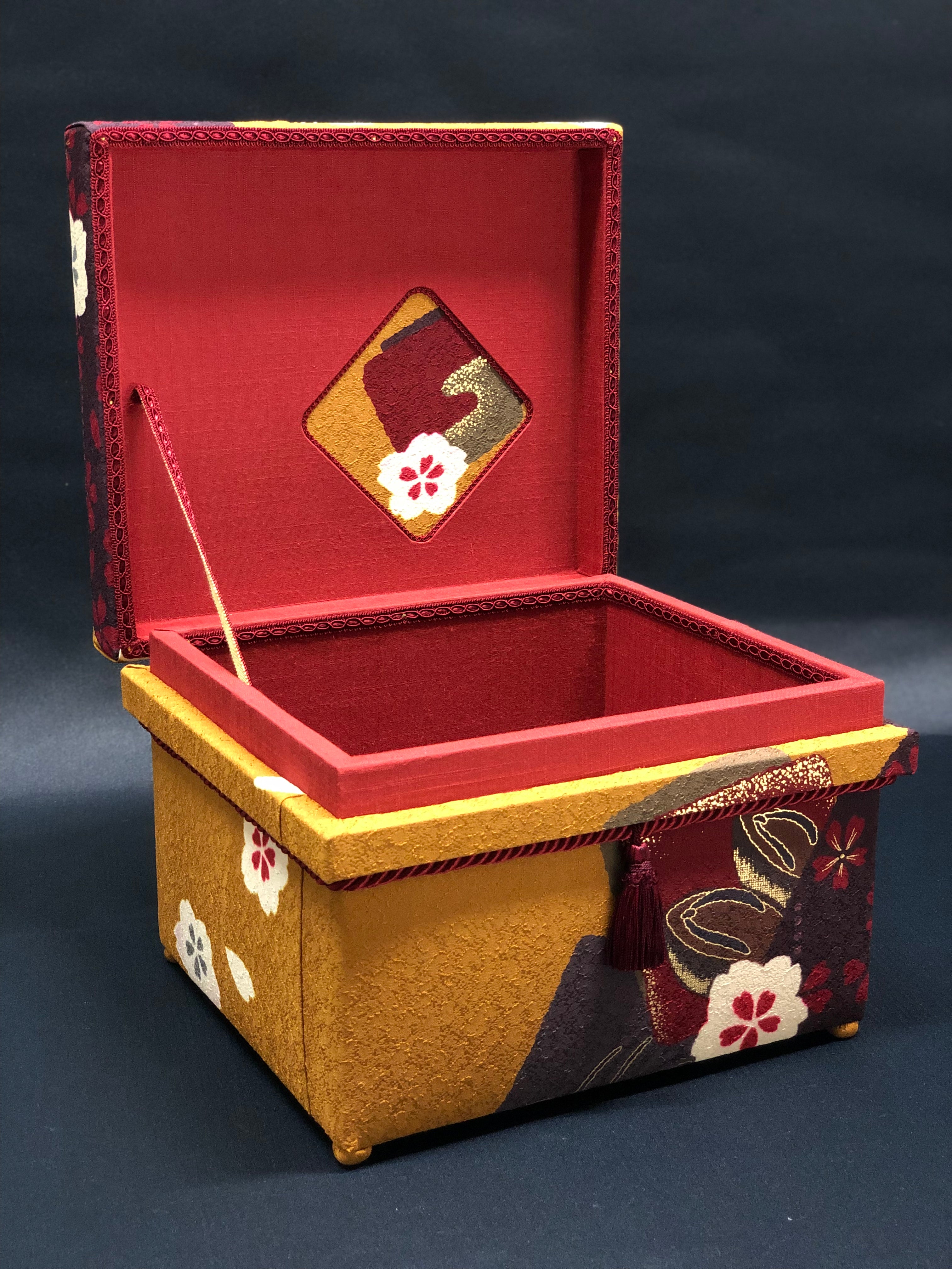 インテリア茶箱 Nori-M型 振袖 丹後ちりめん「兎」