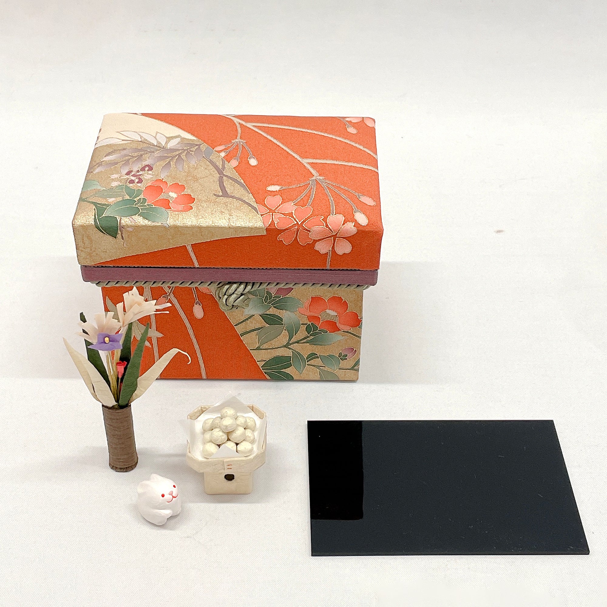 ミニ茶箱　お飾りセット【秋】コンパクト　ミニチュア　うさぎ　お月見　かわいい　縁起 出産祝 誕生日 プレゼント