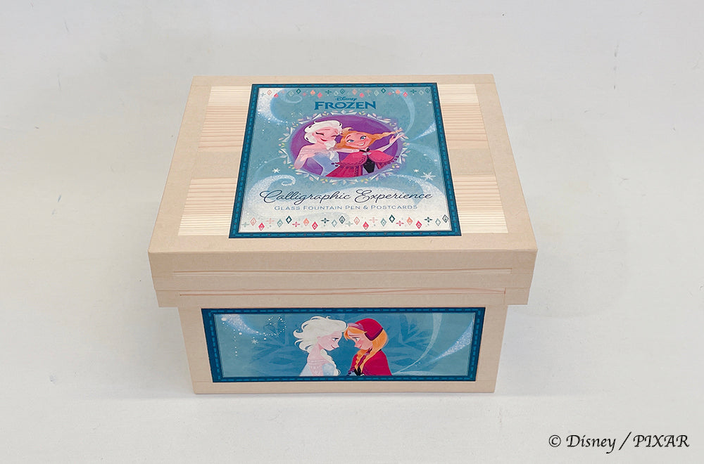 Disney  ディズニー茶箱 「FROZEN」 蘭字ラベル茶箱　アナと雪の女王　Calligraphic  Experience　ポストカード　ガラスペン　収納ボックス