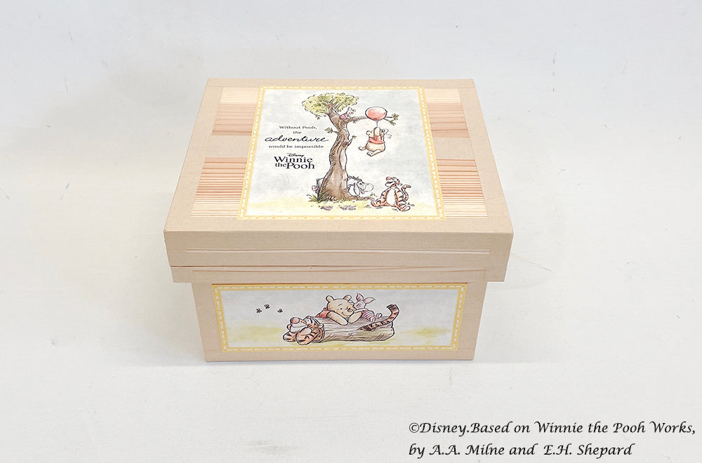 Disney ディズニー茶箱  「Winnie the  Pooh: Adventure  in Woods 」蘭字ラベル茶箱 プーさん ポストカード シーリングスタンプ  収納ボックス