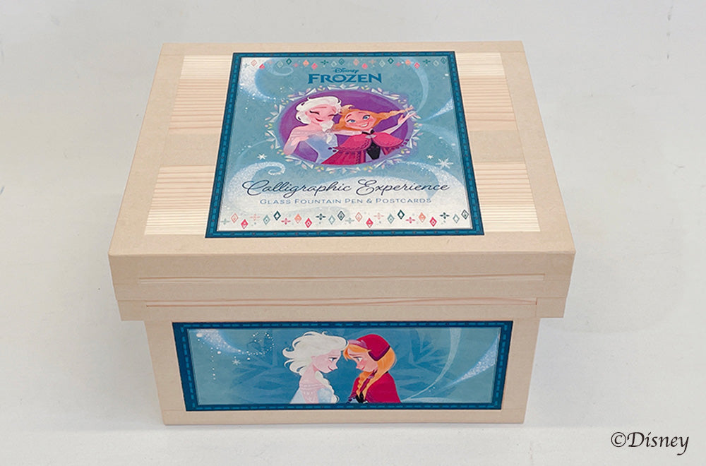 Disney  ディズニー茶箱 「FROZEN」 蘭字ラベル茶箱　アナと雪の女王　Calligraphic  Experience　ポストカード　ガラスペン　収納ボックス